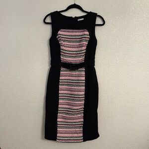 Size 6 Milly color block geometric print wool blend sheath shift lined dress